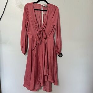 Hello Molly TALK FAST MIDI DRESS BLUSH NWT Large